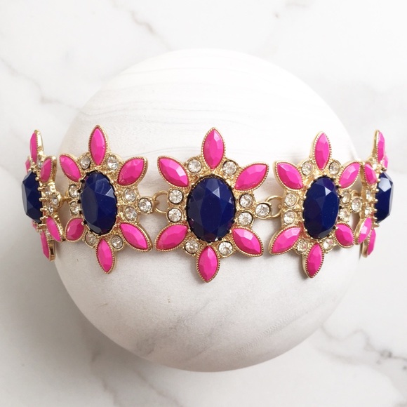 J. Crew Factory pink & blue statement bracelet - Picture 1 of 5